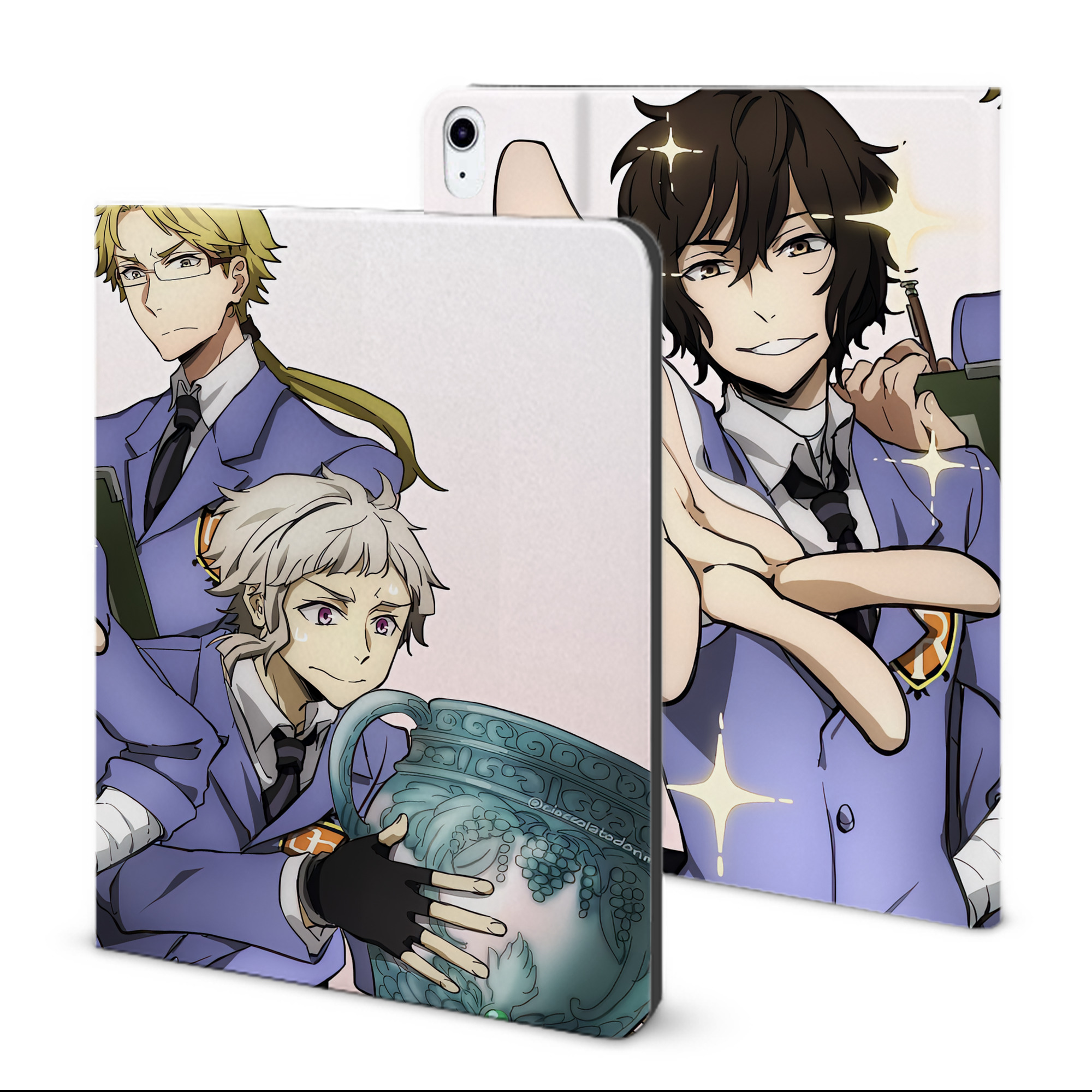 （画像用） 文豪ストレイドッグス Bungo Stray Dogs IPad ケース ブック型 PUレザー TPU 耐衝撃 軽量 薄型 ペン収納なし 全面保護 IPad 各モデル対応